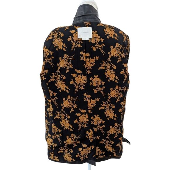 Anthropologie Women's Black Faux Leather Two Button Blazer Jacket - Picture 7 of 10